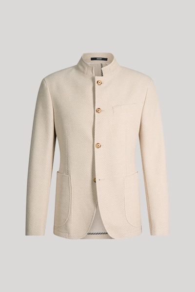 JOOP! Hiro Beige gemustertes Baumwollmischung Sakko mit Stehkragen