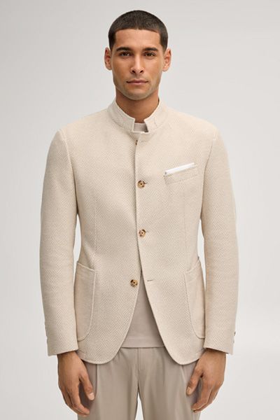 JOOP! Hiro Beige gemustertes Baumwollmischung Sakko mit Stehkragen