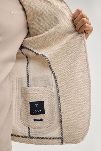 JOOP! Hiro Beige gemustertes Baumwollmischung Sakko mit Stehkragen