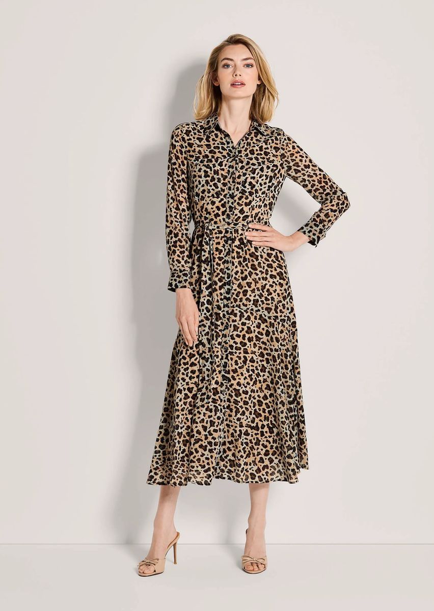 Hemdblusenkleid mit Leoparden-Muster
