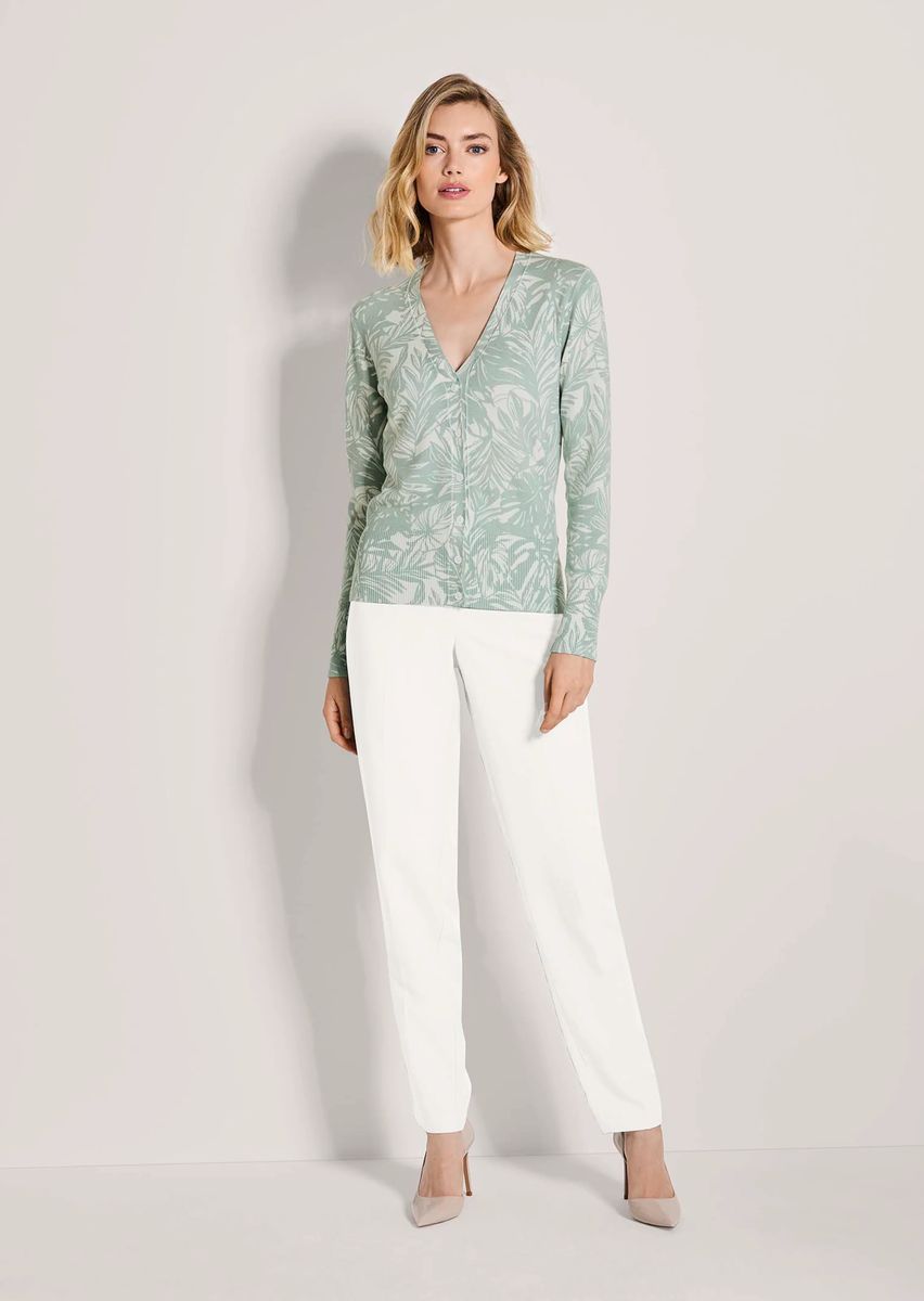 Feinstrickjacke mit Palmen-Print