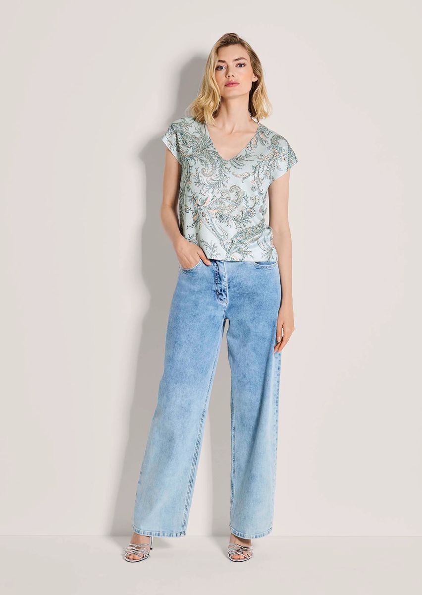 Ärmelloses Paisley-Stricktop mit Glanz