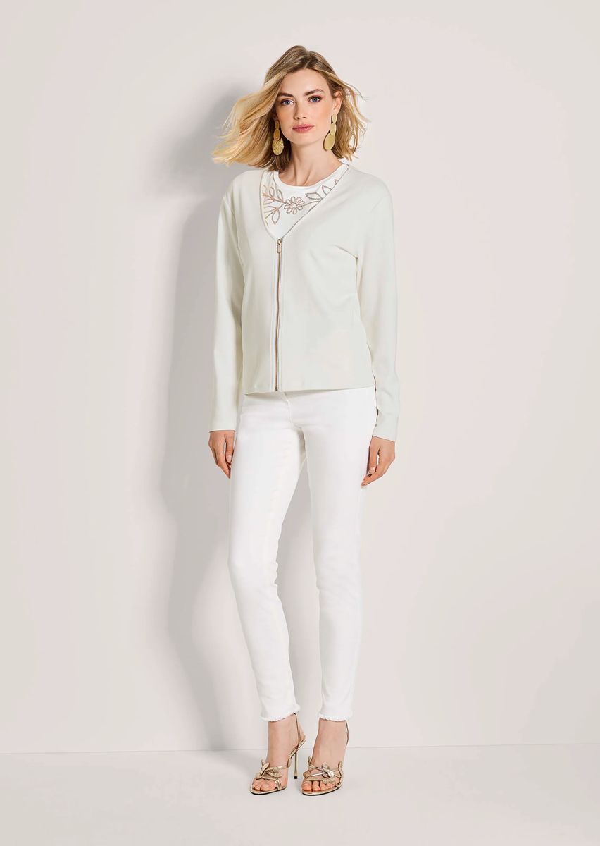 Minimalistische Shirtjacke mit V-Ausschnitt