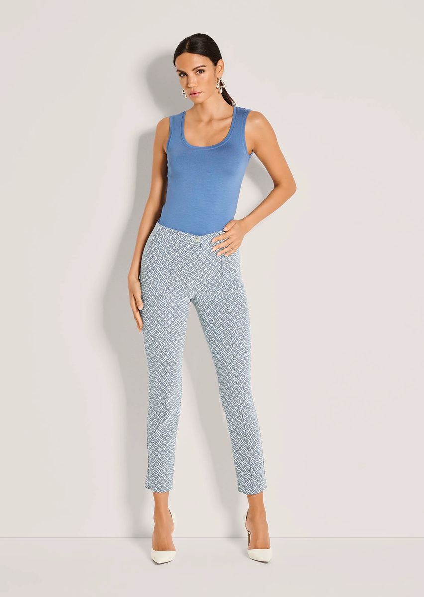 Schmale Jacquardhose mit Biese