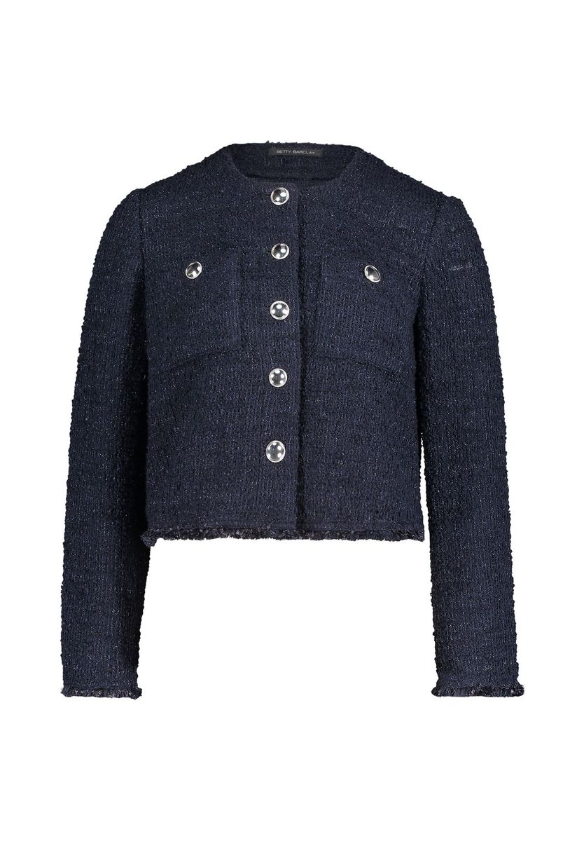 Strukturierter Strickblazer mit Rundhalsausschnitt