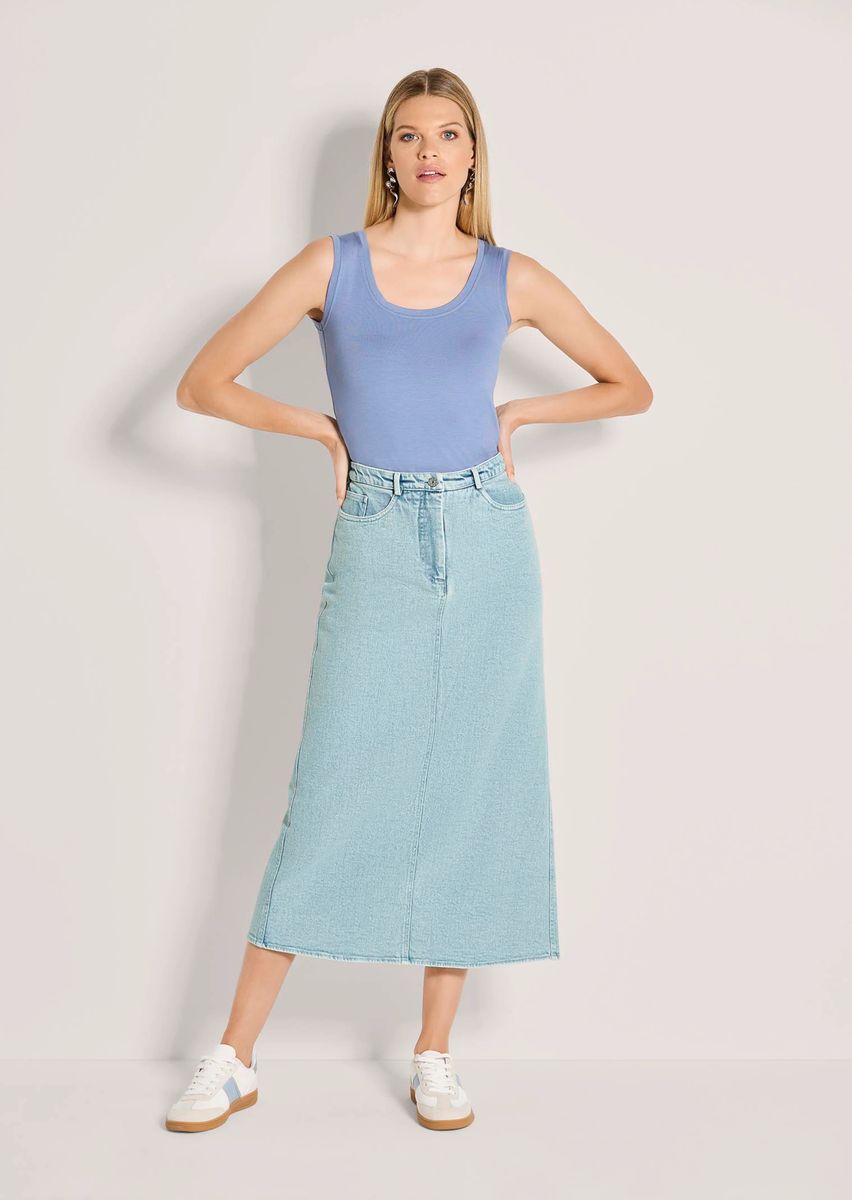 Gerader Denim-Midirock