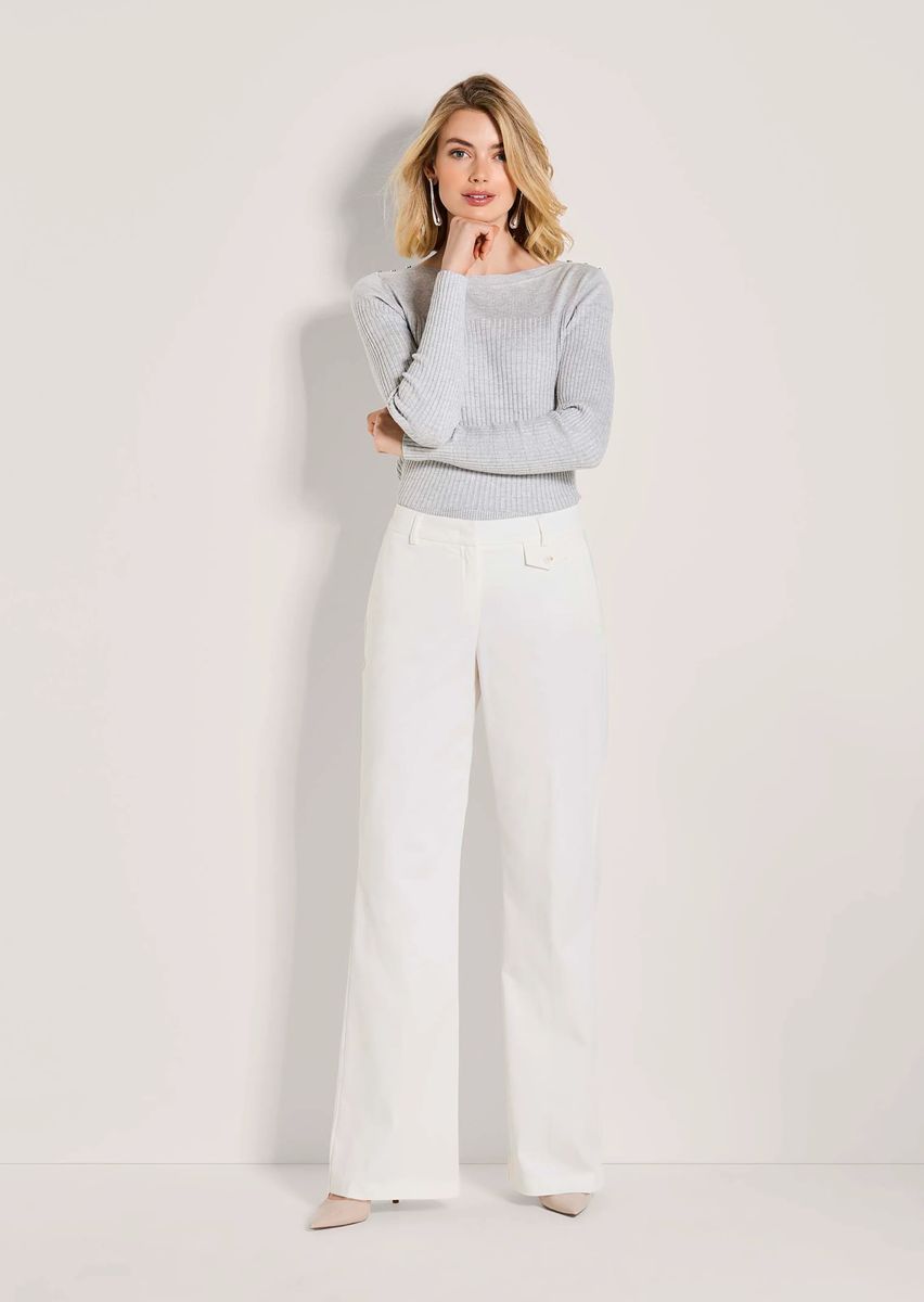 Baumwollsatinhose mit weitem Bein
