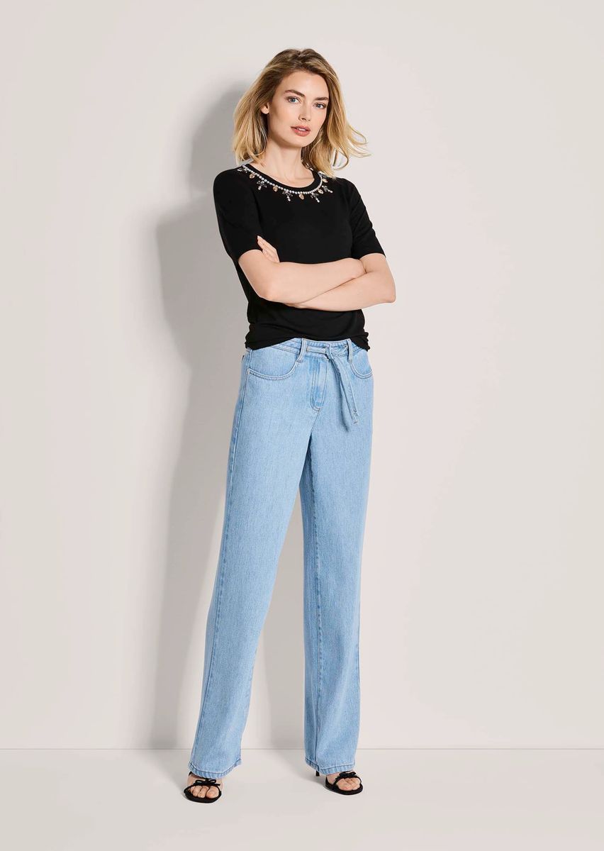 Fließende Weite Jeans mit Tunnelzug