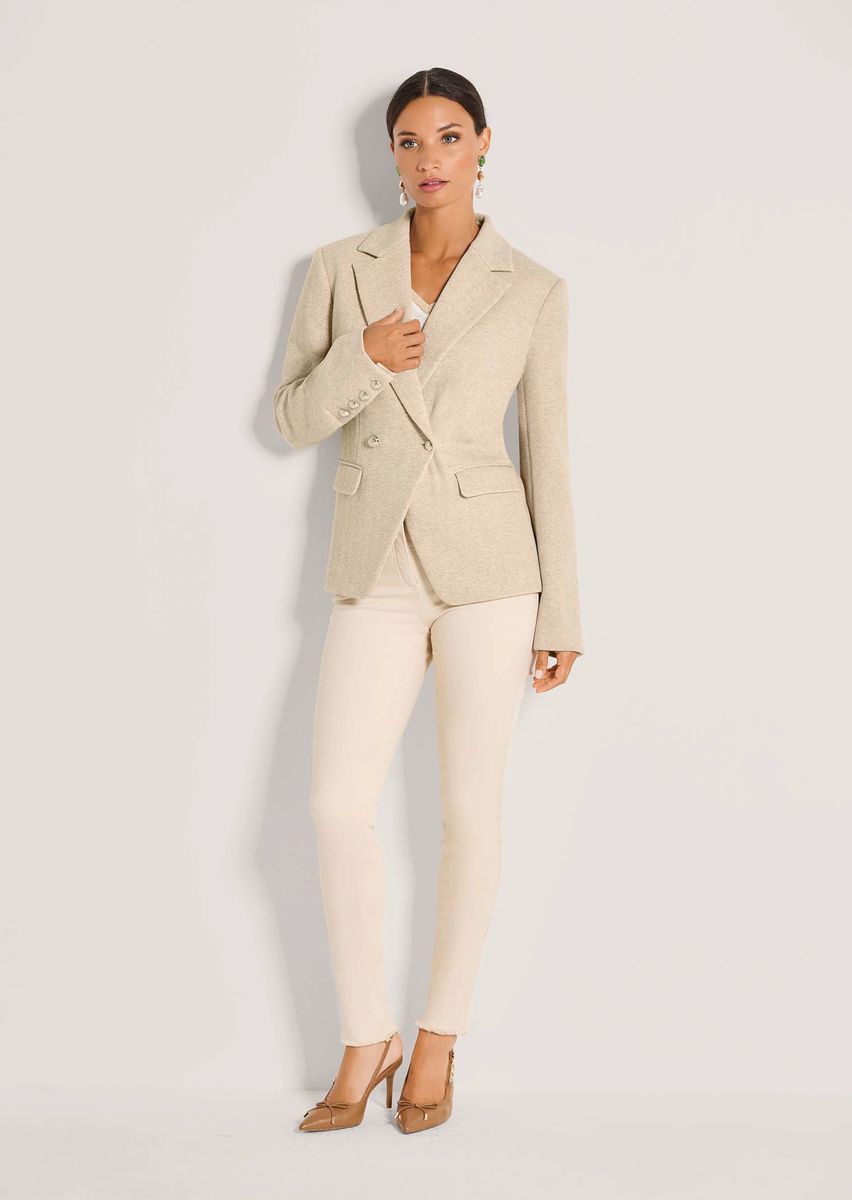 Zweireihiger Fischgrat-Blazer aus Jersey