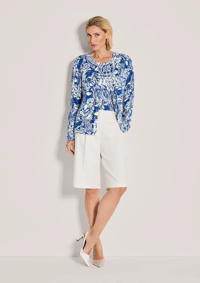 Feinstrick-Cardigan mit floralem Muster