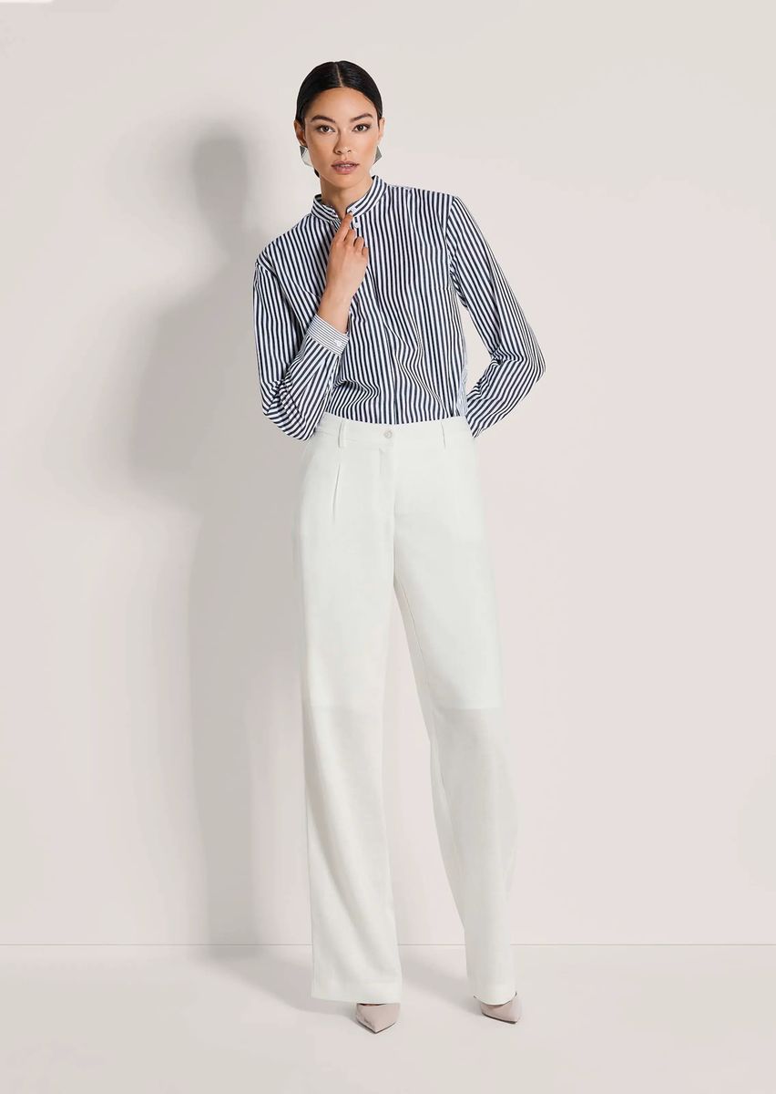 Weite Bundfaltenhose mit Leinenanteil