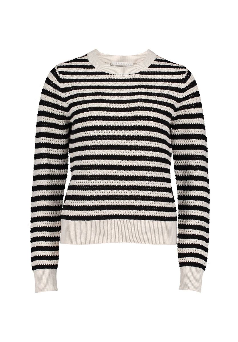 BETTY & CO Strickpullover, Rippbündchen, für Damen, weiß|schwarz, 36