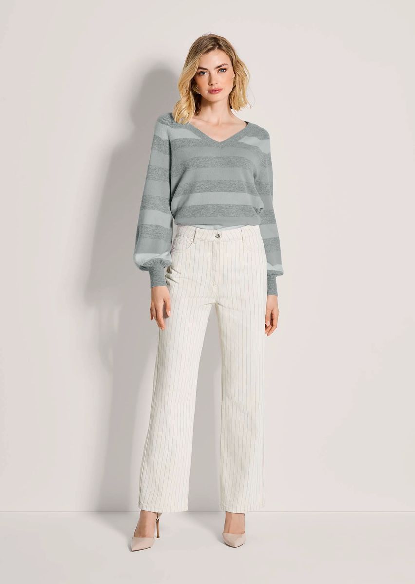 Weite Pinstripe Twill-Jeans