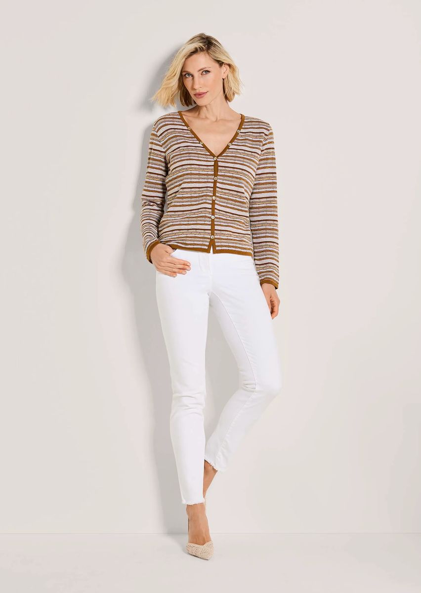 Gestreifte Jacquard-Strickjacke mit Wellenmuster