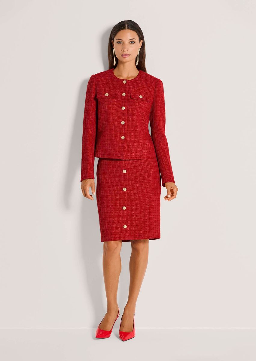 Couture-inspirierter kragenloser Bouclé-Blazer