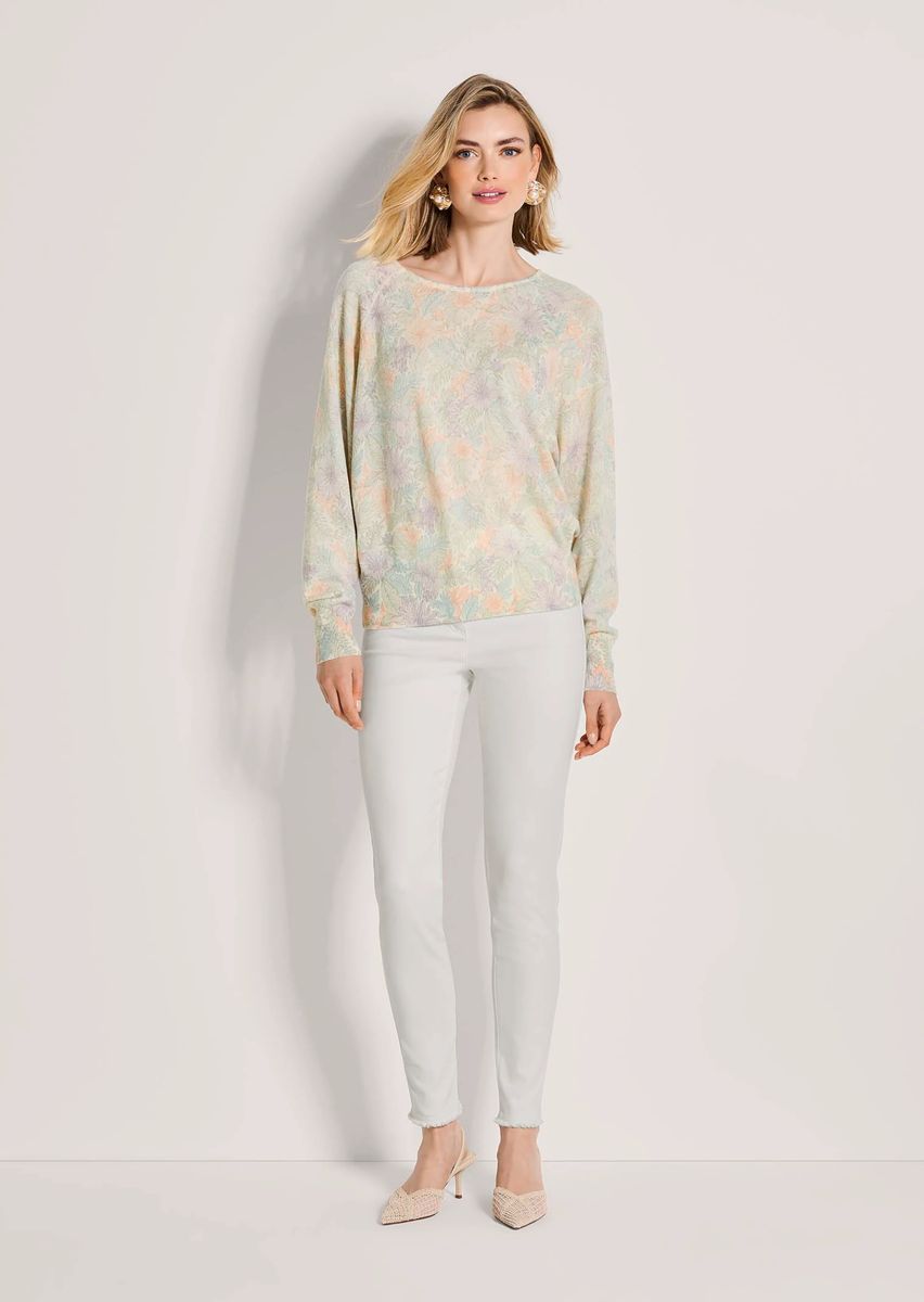 Kaschmirpullover mit floralem Allover-Print