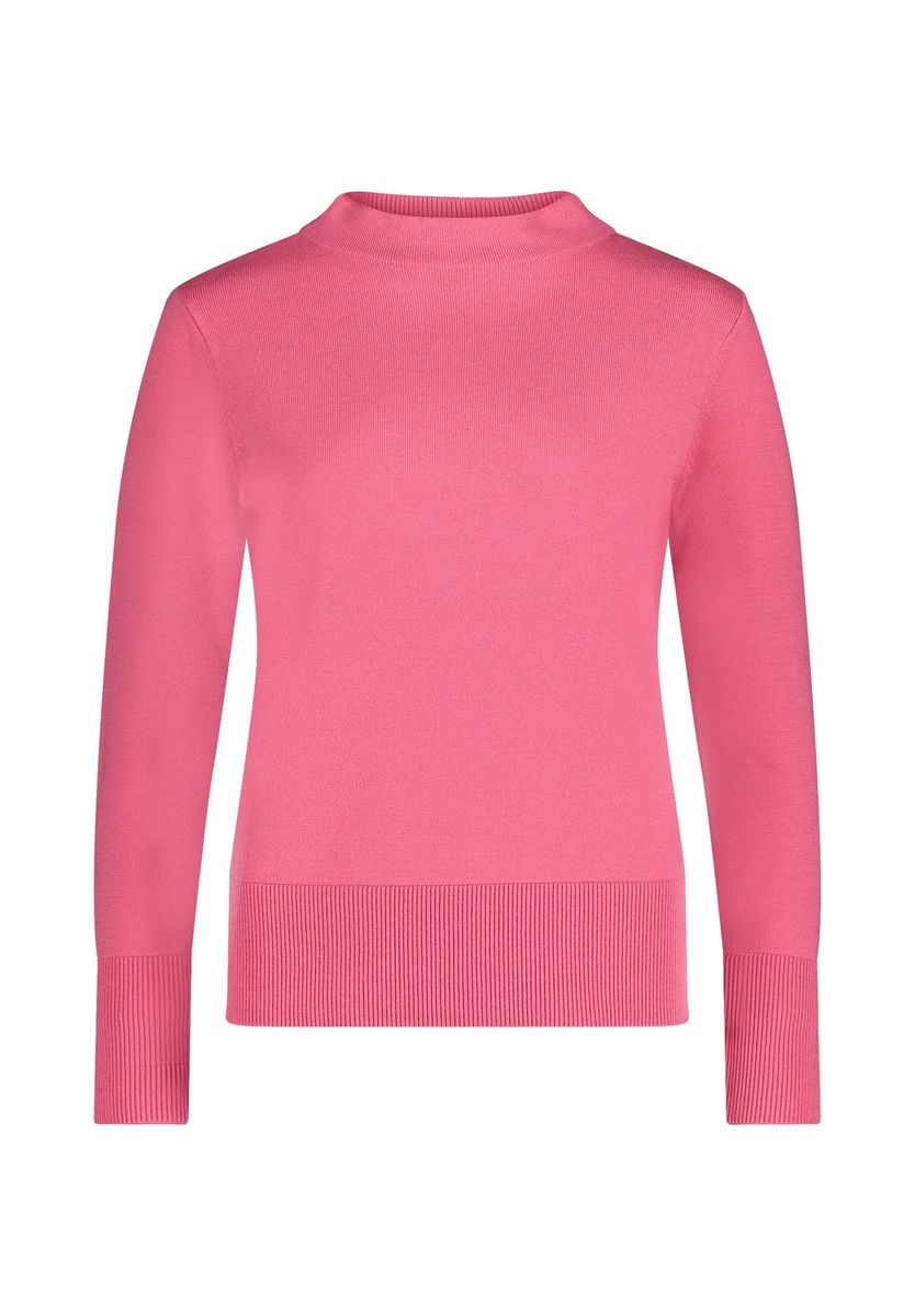 Rosa Strickpullover mit Stehkragen
