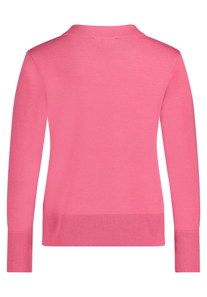 Rosa Strickpullover mit Stehkragen