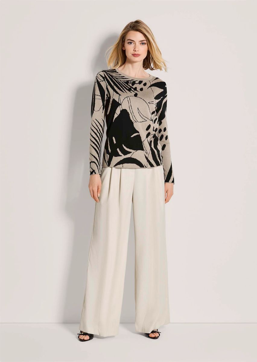 Botanischer Jacquard-Strickpullover