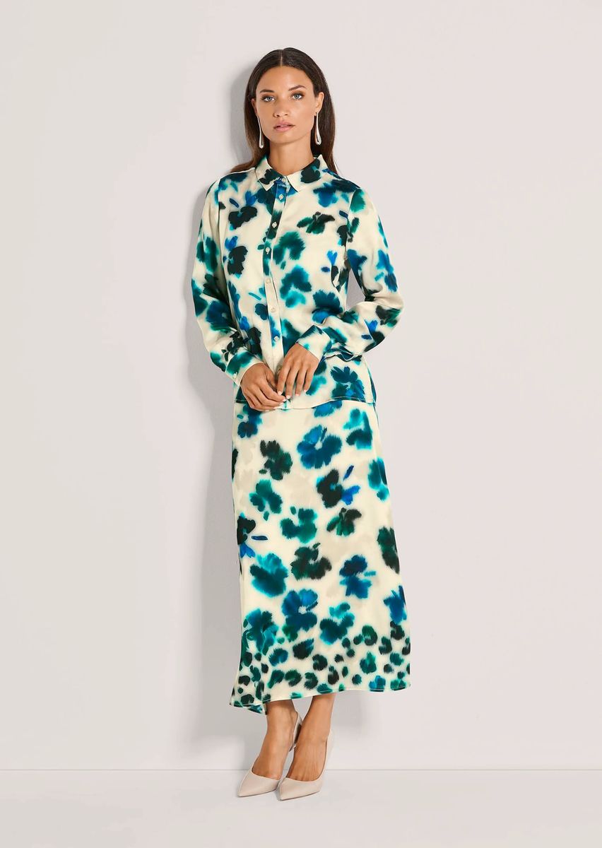 Kunstvoll bedruckte Viskose-Hemdbluse