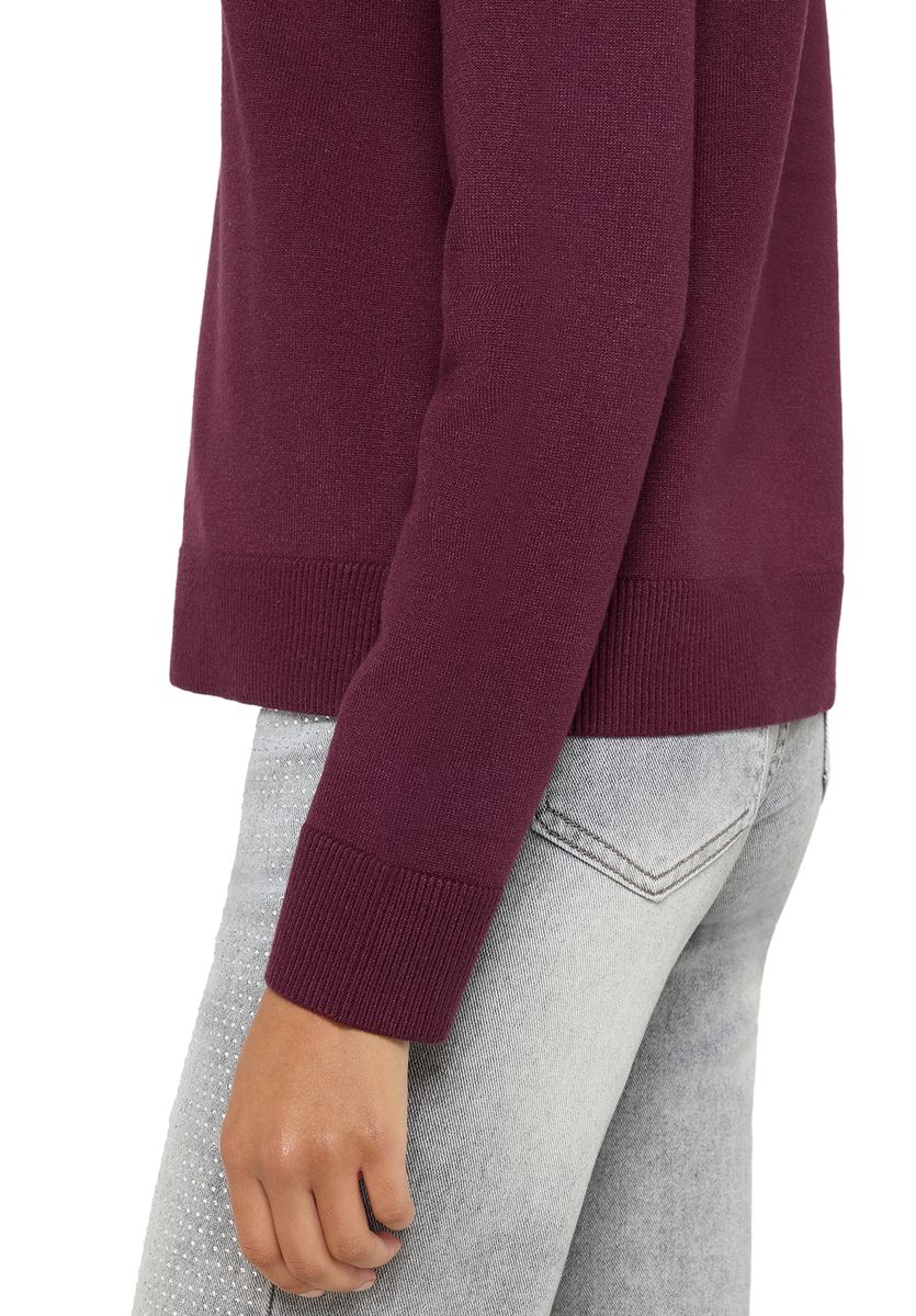 Burgunder Strickpullover mit Stehkragen