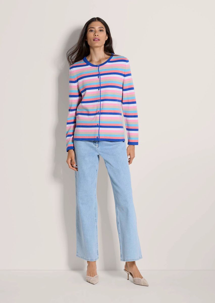 Bunt Gestreifte Feinstrickjacke