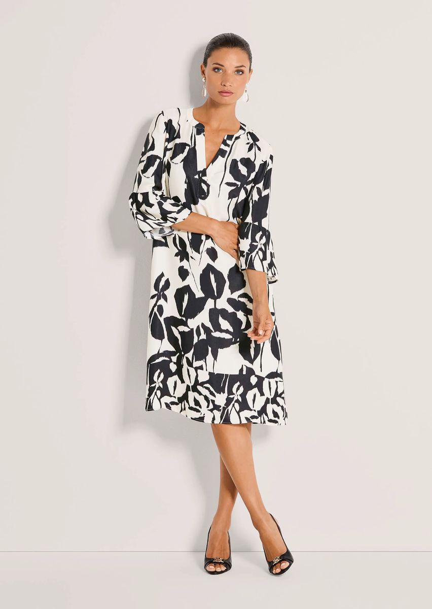 Tunika-Kleid mit abstraktem Blumendruck