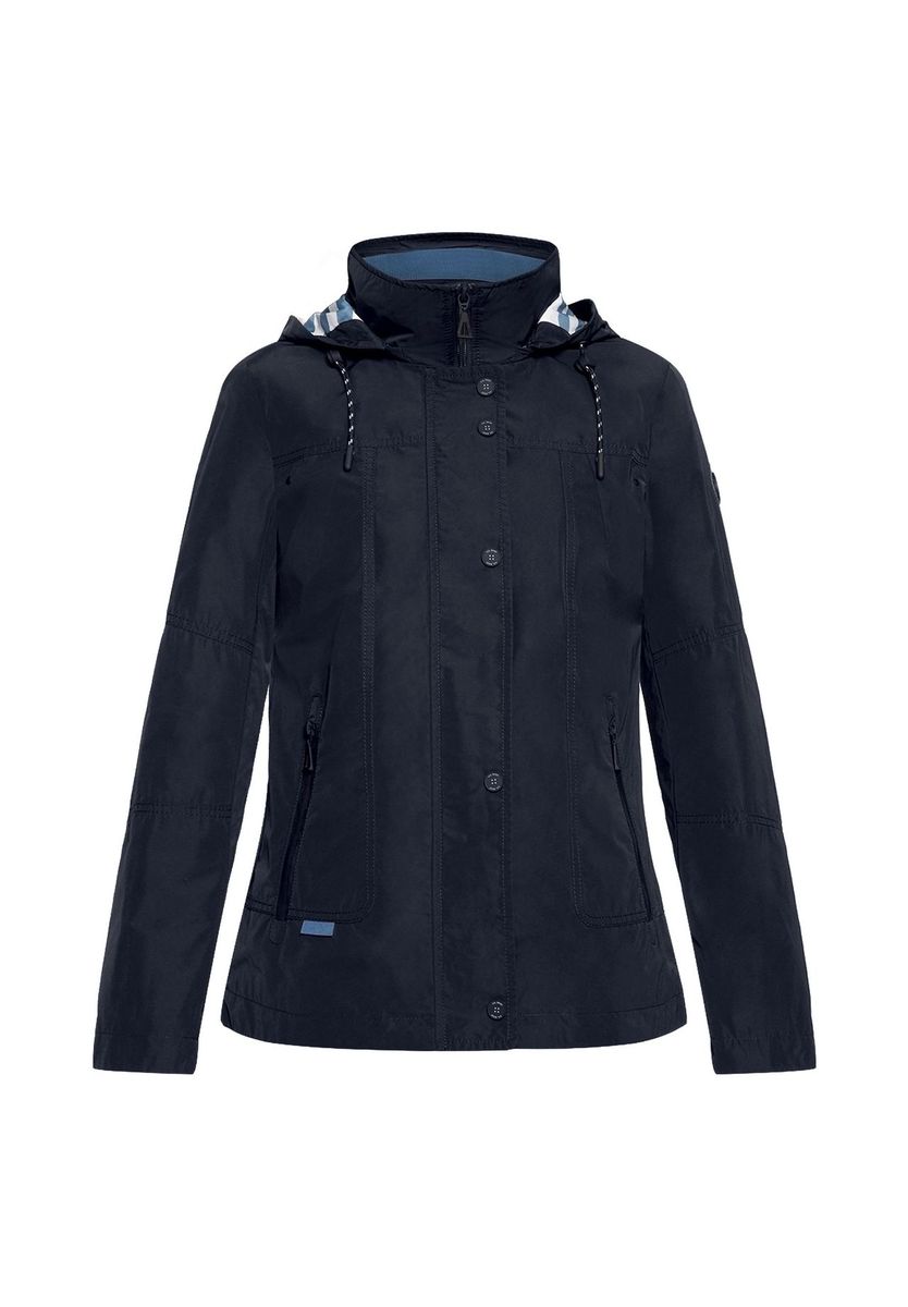 Marineblaue leichte Sommerjacke mit Kapuze