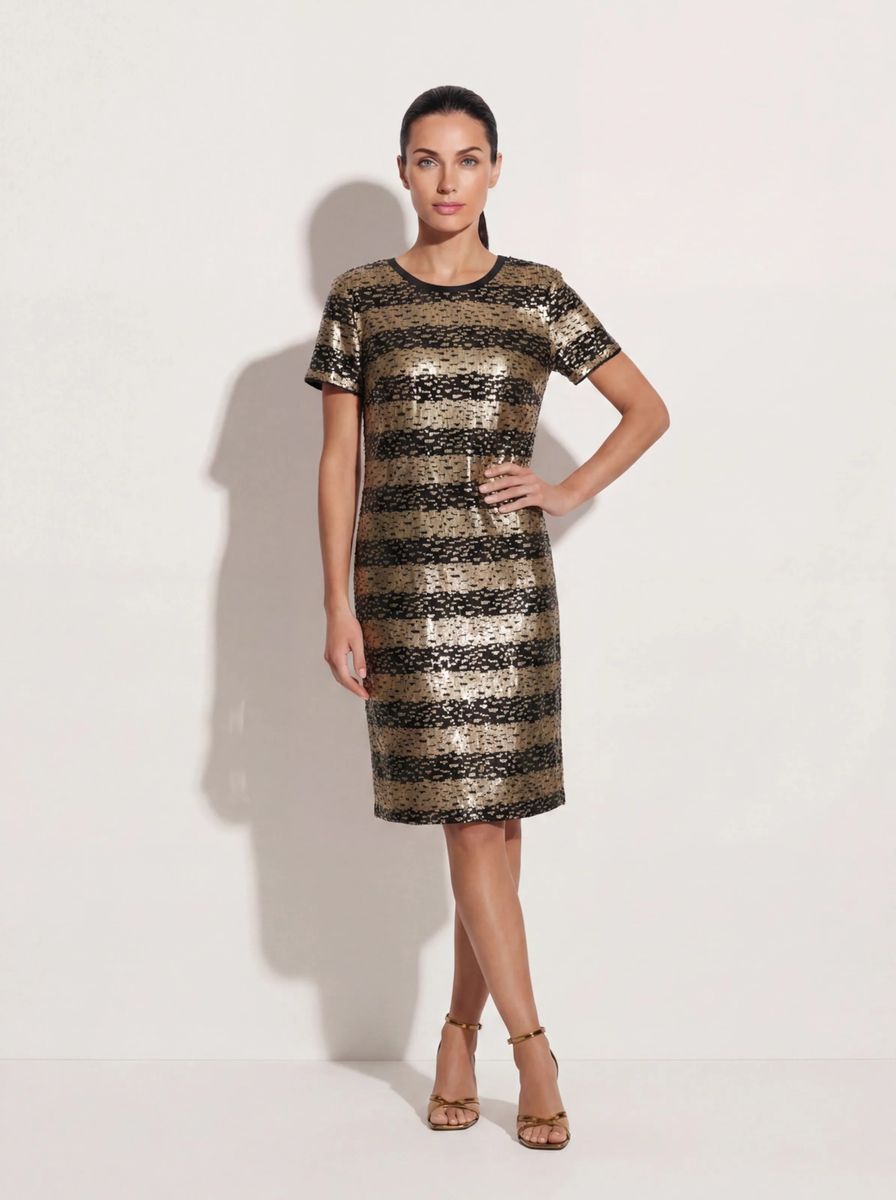 Glamouröses Paillettenkleid mit Streifen