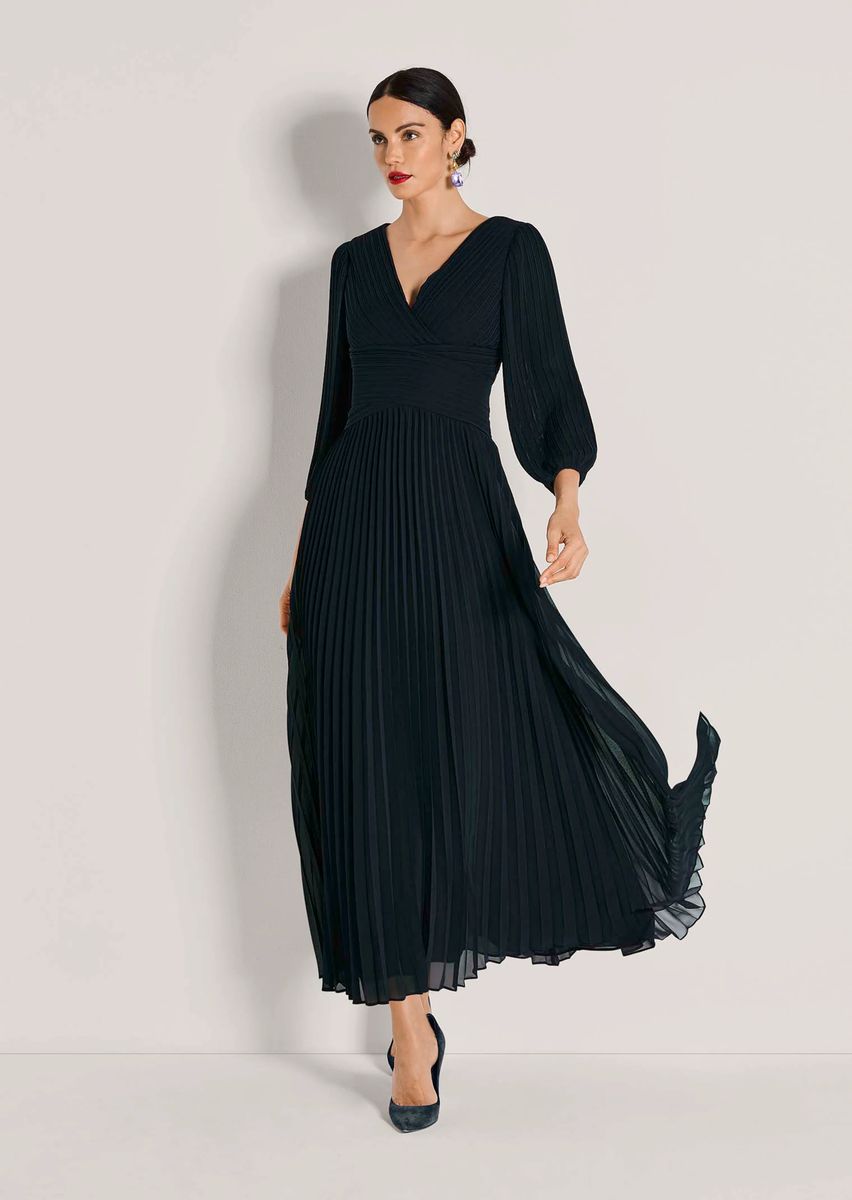 Plissee-Maxikleid in Wickeloptik