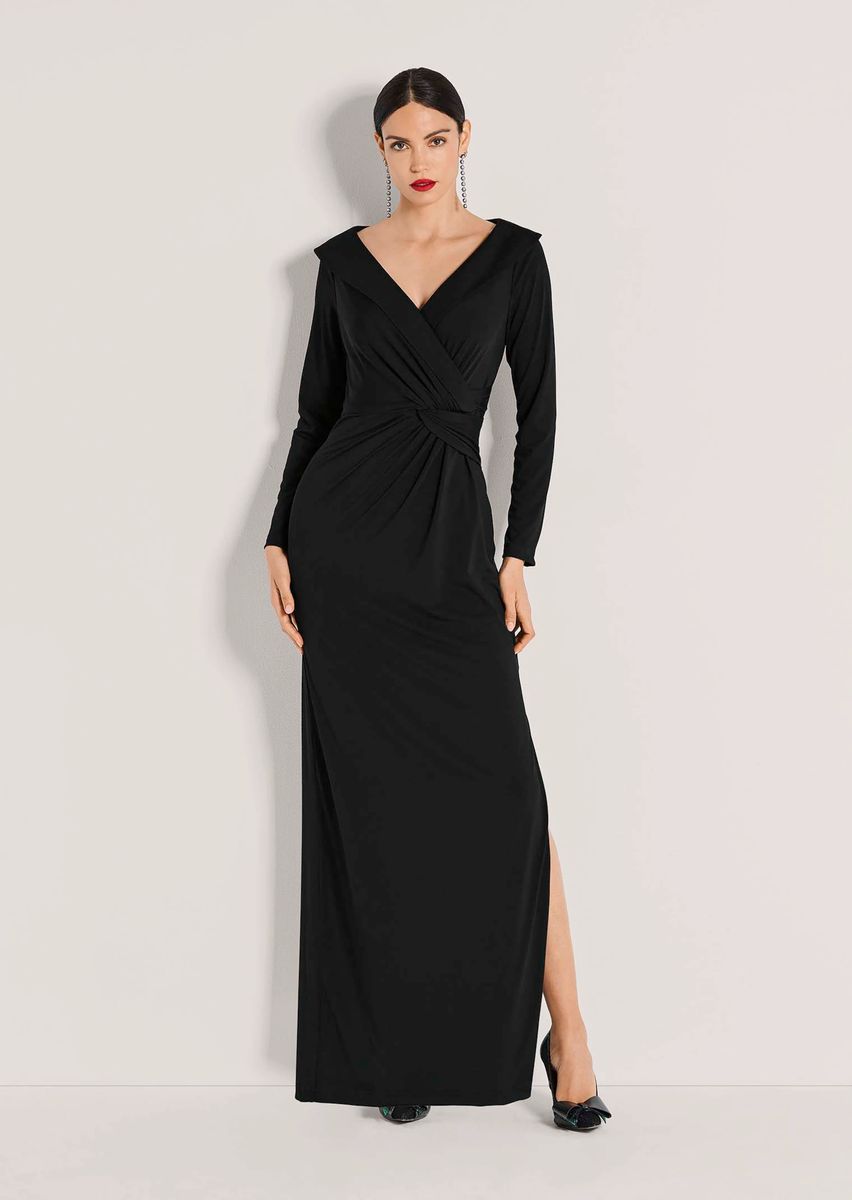 Bodenlanges Abendkleid in Wickeloptik