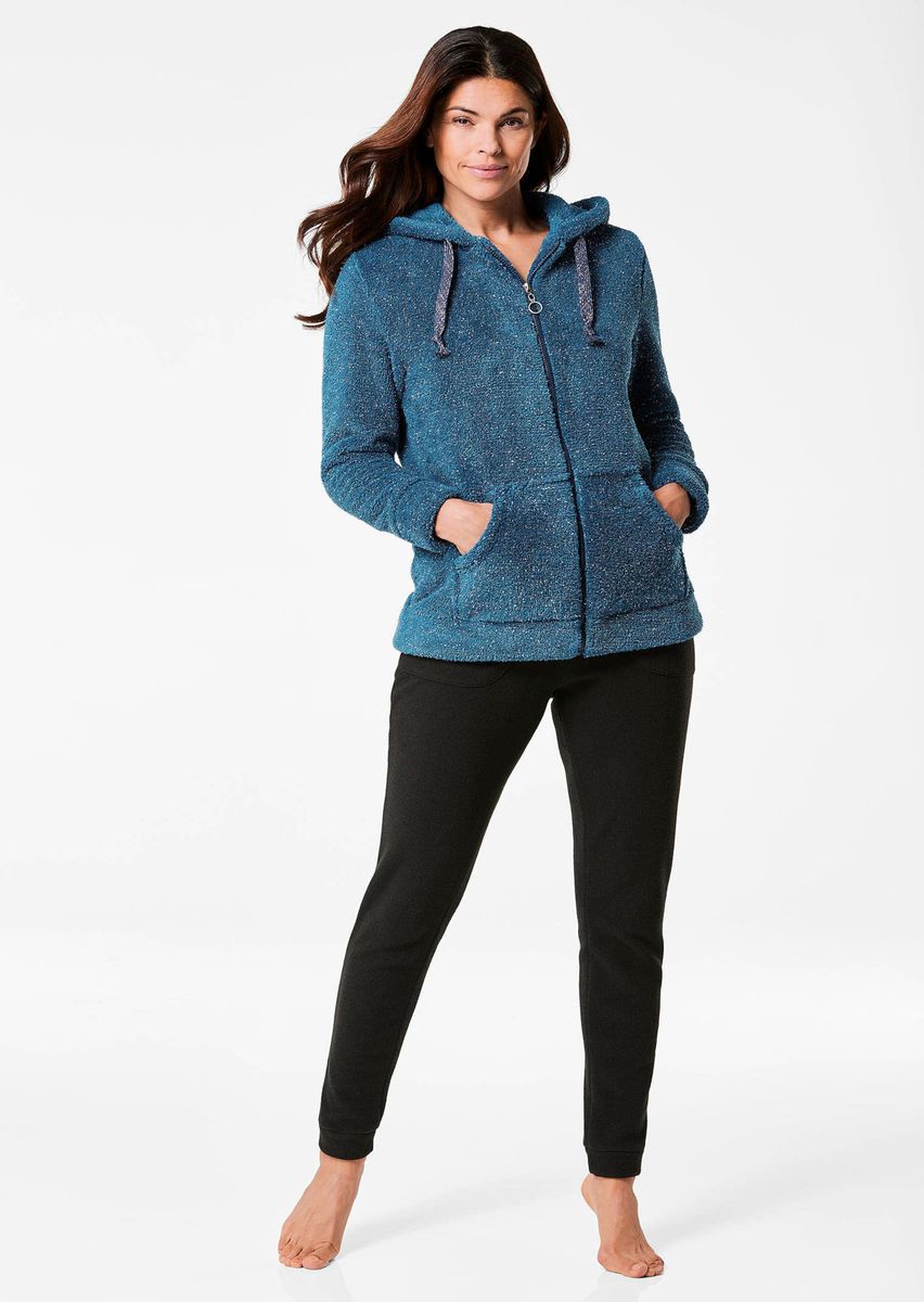 Flauschige Freizeitjacke mit Kapuze