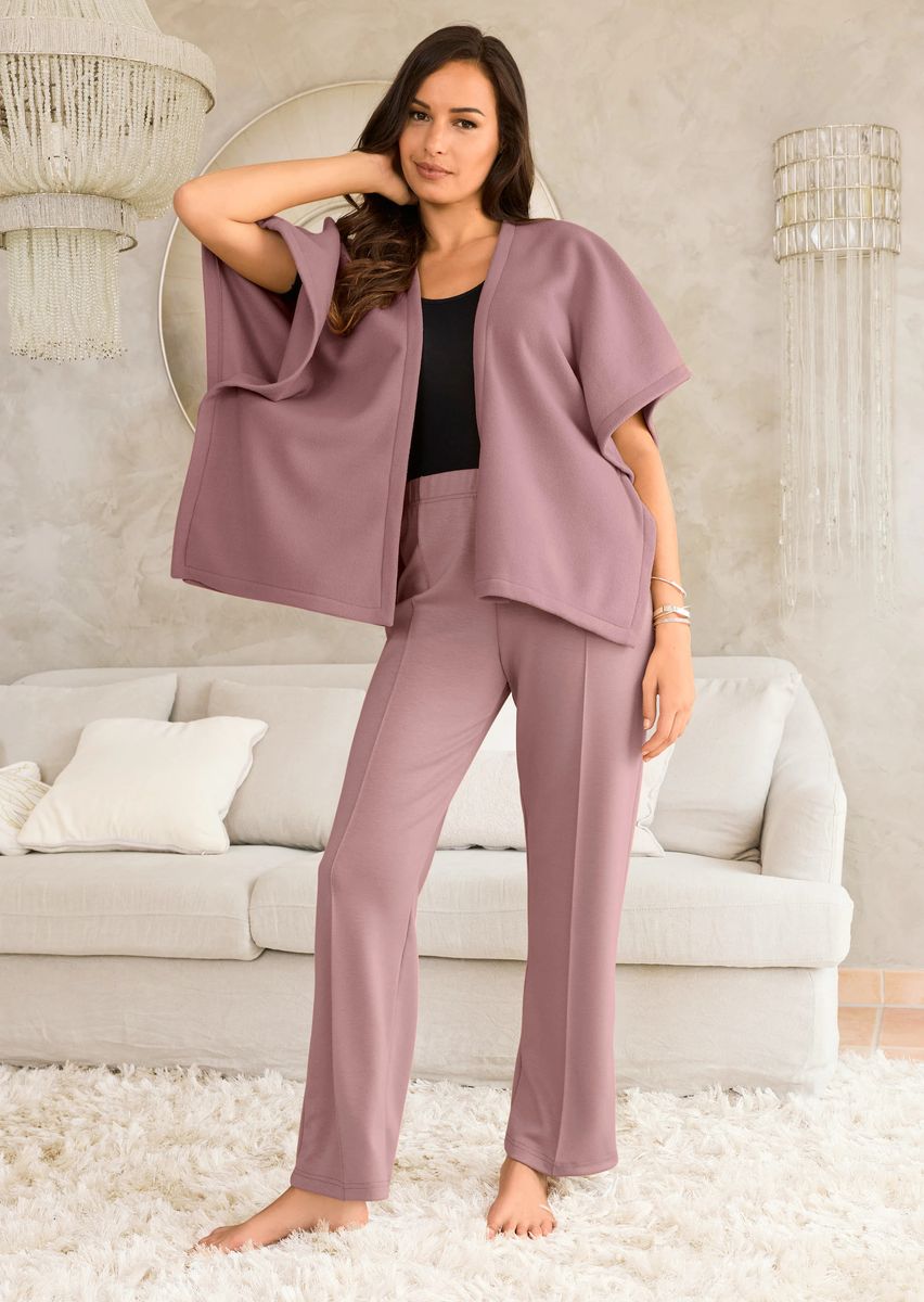 Weicher Fleece-Poncho mit offener Front