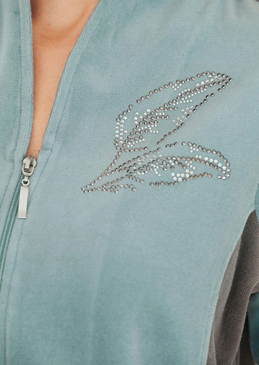 Weicher Nicki-Hausanzug mit Glitzerstein-Motiv