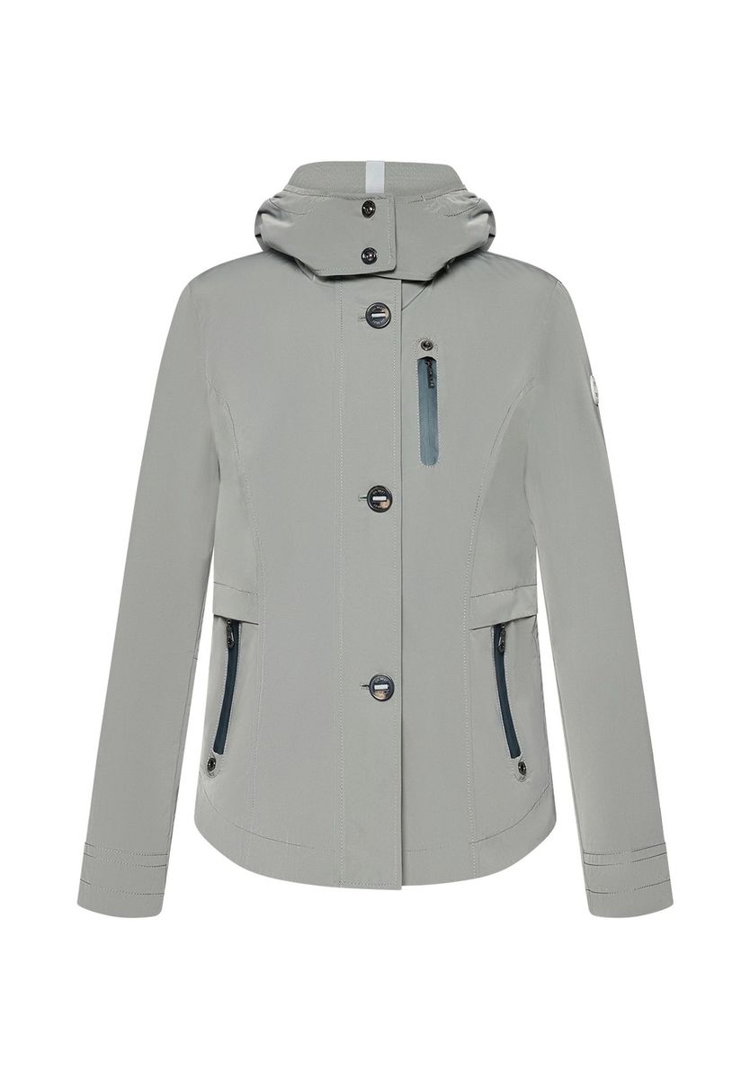 Sportliche graue Sommerjacke mit Kapuze