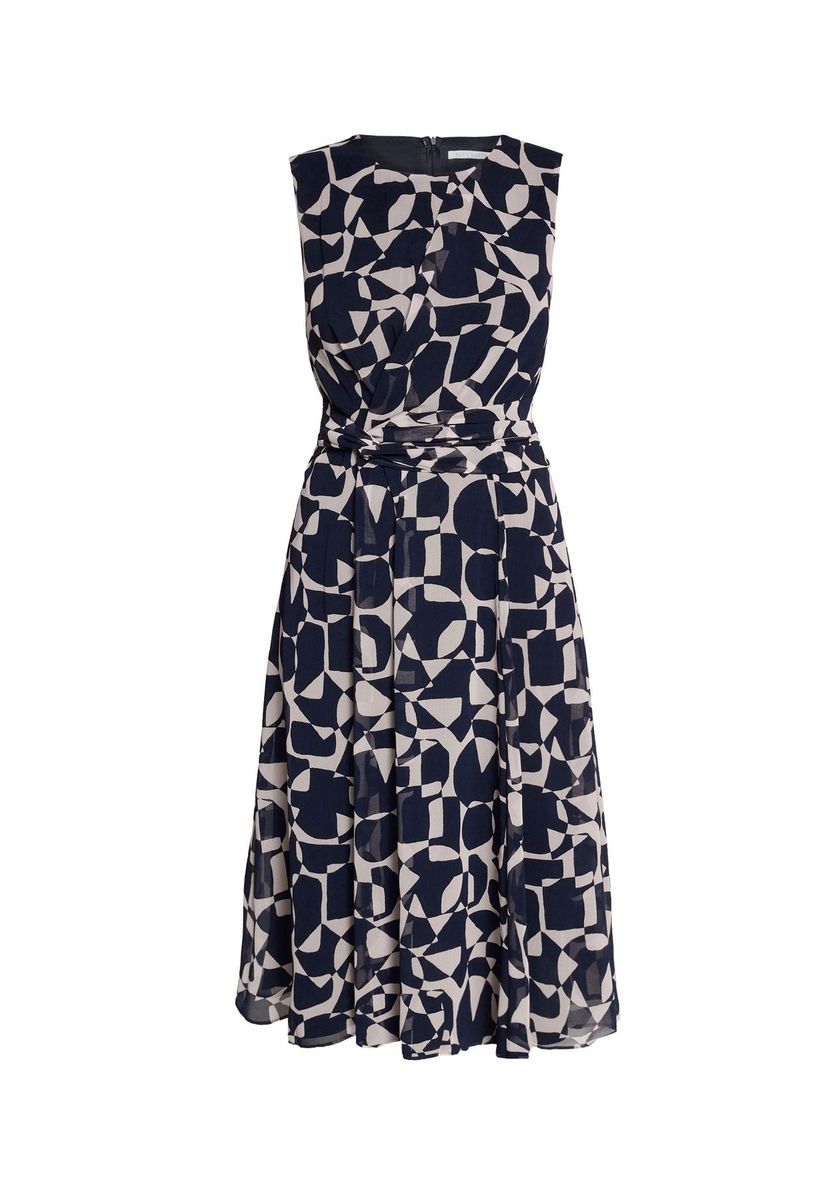 Ärmelloses Chiffon-Midikleid mit geometrischem Muster