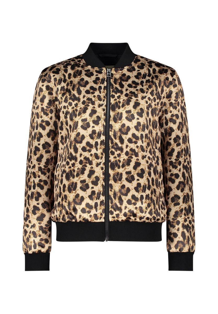 Blouson Jacke mit Animal Print und Rippbündchen