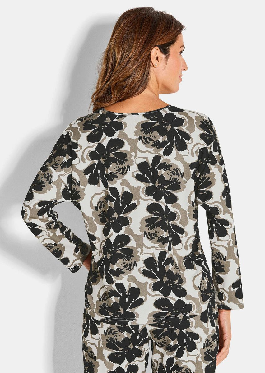 Langarm-Pyjamaoberteil mit Blumenmuster