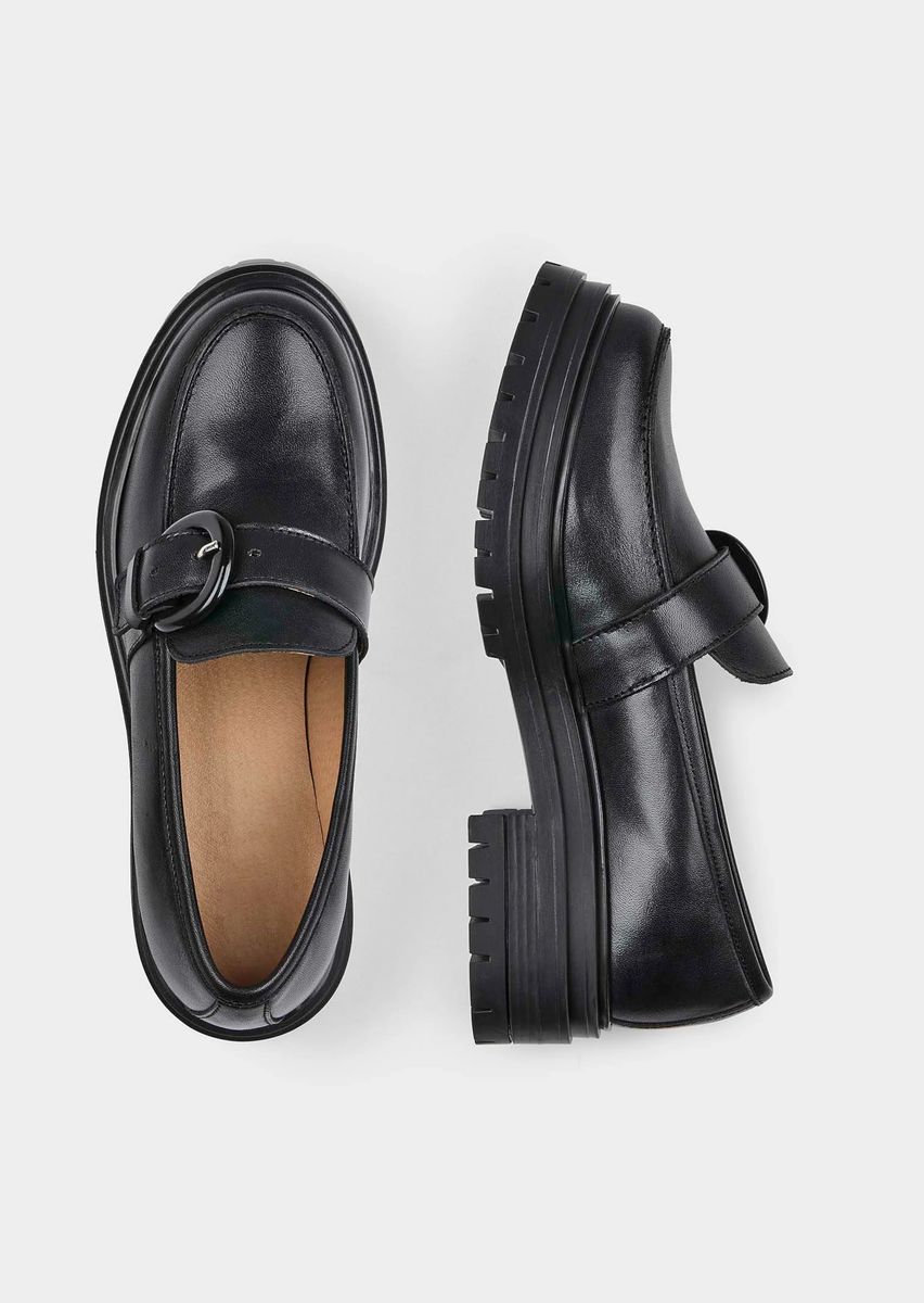 Chunky Leder-Loafer mit Schnalle