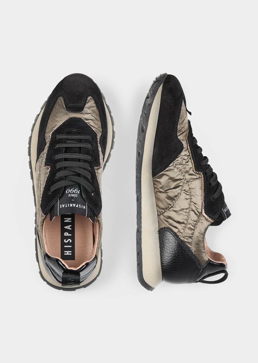 Leder-Sneaker mit Stepp-Details