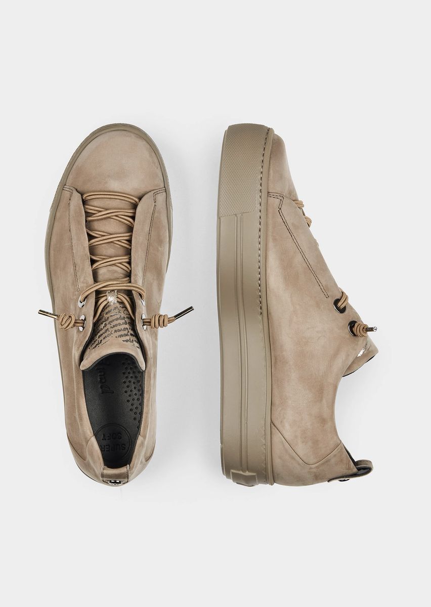 Plateau-Sneaker aus Leder mit Elastikschnürung