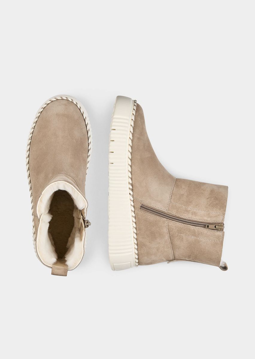 Wildleder-Stiefelette mit Lammfell-Futter
