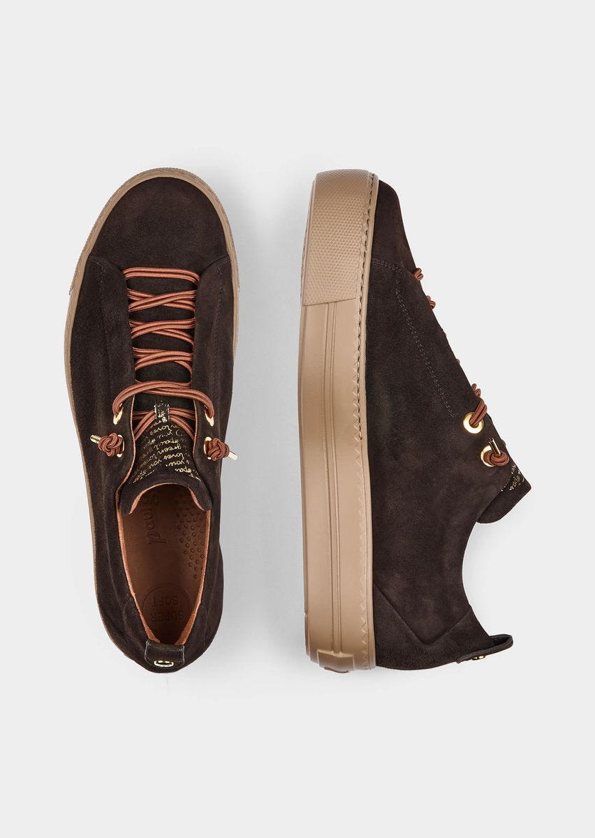 Klassischer Veloursleder-Sneaker mit Elastikschnürsenkeln