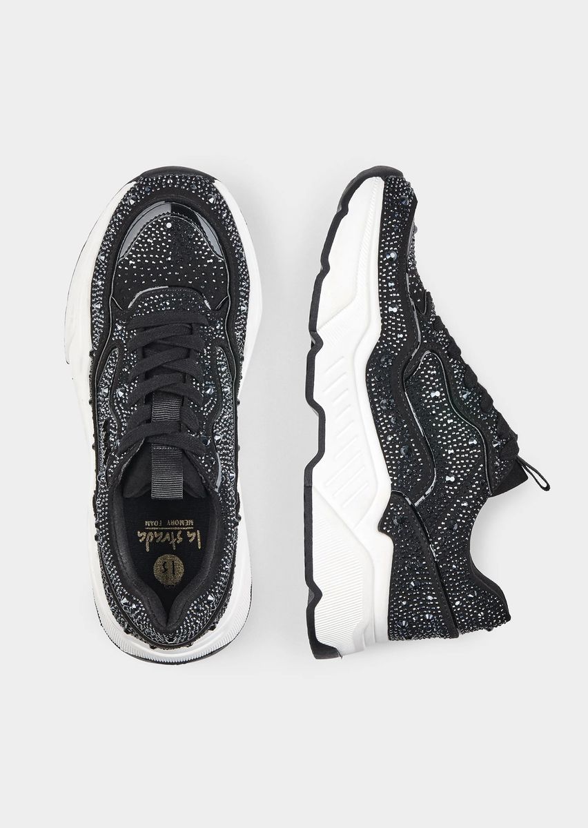 Chunky-Sneaker mit glitzernden Schmucksteinen