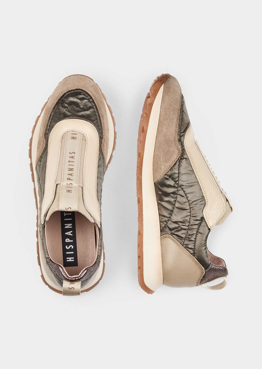 Gesteppter Slip-on Sneaker im Materialmix