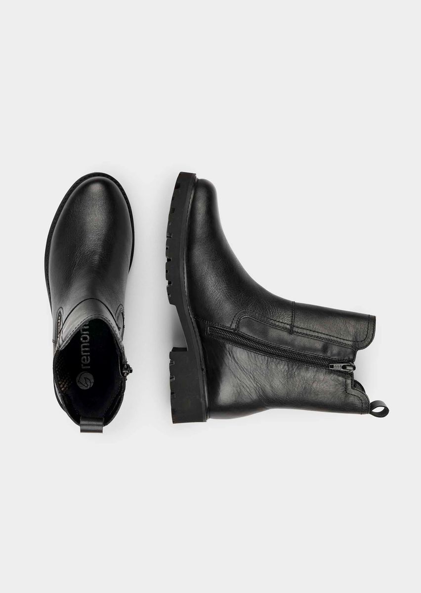 Leder-Stiefeletten mit Profilsohle