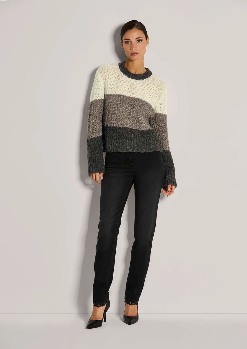 Color-Blocking-Pullover mit Zopfmuster