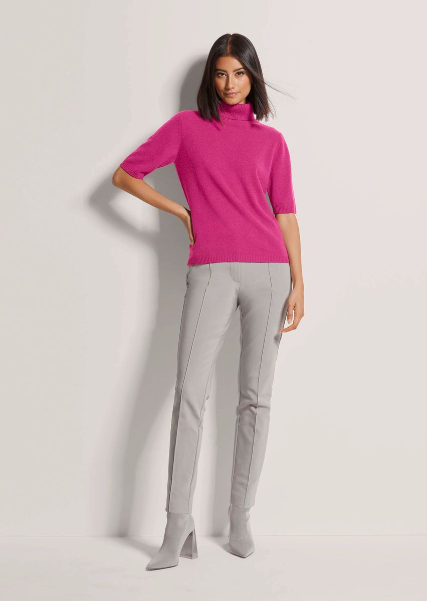 Kaschmir-Rollkragenpullover mit Halbarm