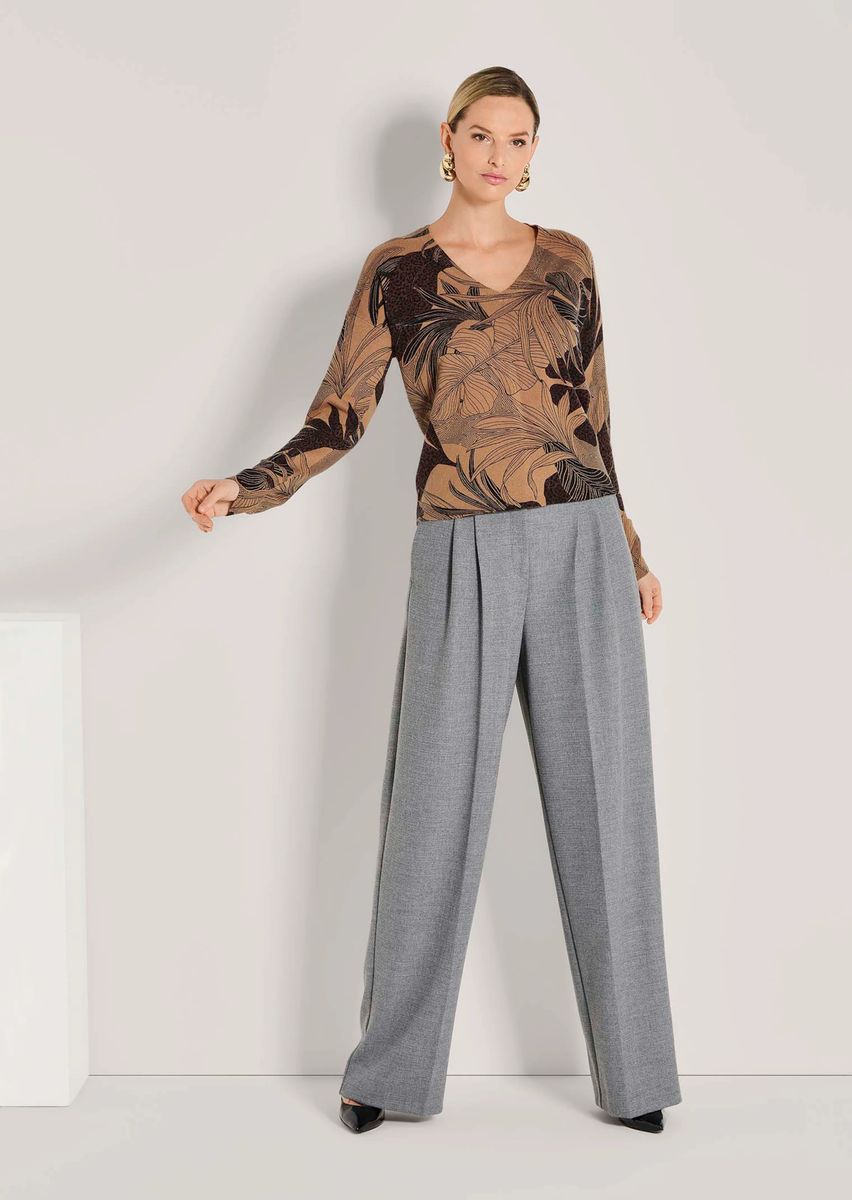 Kaschmir-Pullover mit botanischem Print