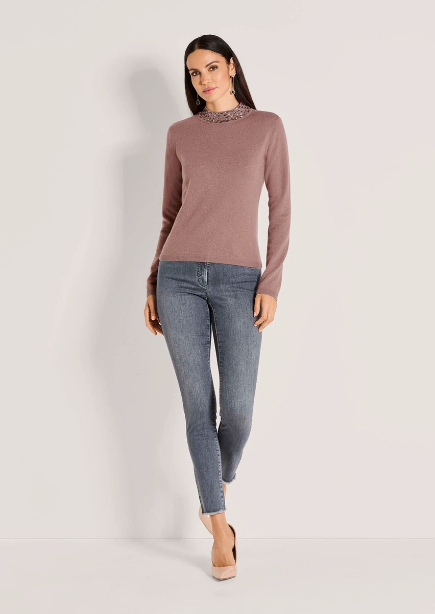 Verzierter Woll-Kaschmir-Strickpullover